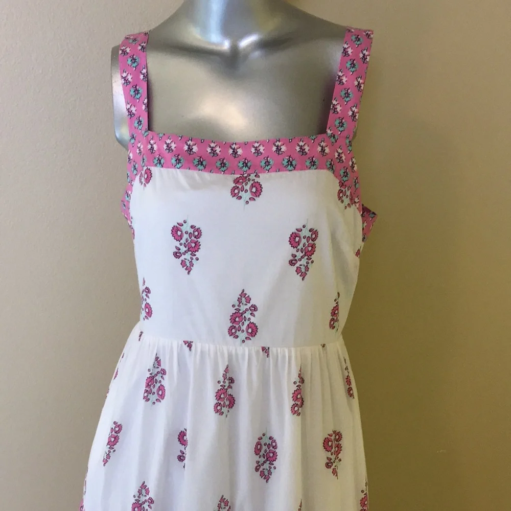 J. Crew | Block-print squareneck tiered midi dress
